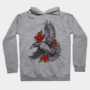 Raven With Flowers Hoodie